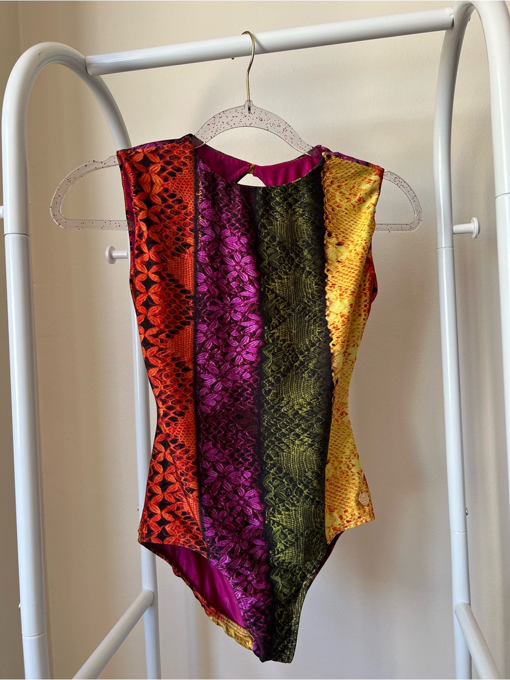 Agua de Coco Brazil One Piece Abstract Animal Print Open Back Luxury Swimsuit S